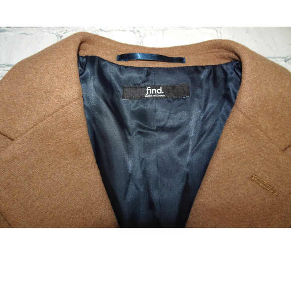 Find Men's Single Button Breasted Wool Peacoat Camel Brown Color, Sz M - Picture 3 of 9